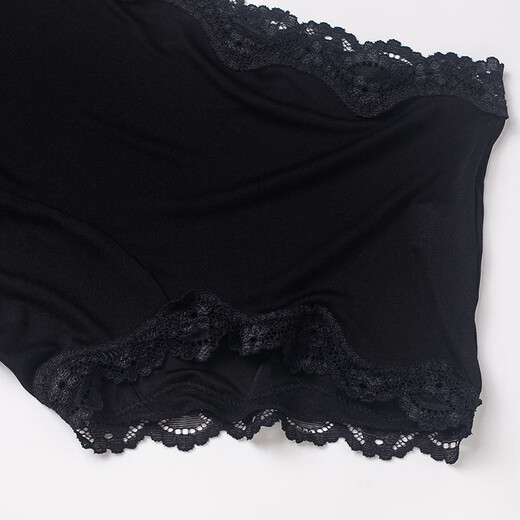 Sous-vêtements en soie mince sibérienne pour les femmes 100% de mûrier de soie de mûrier en dentelle sexy pantalon boxeur respirant de grande taille noire foncé 3884 m [poids de référence 90 ~ 105 Jin [Jin est égal à 0,5 kg]]]
