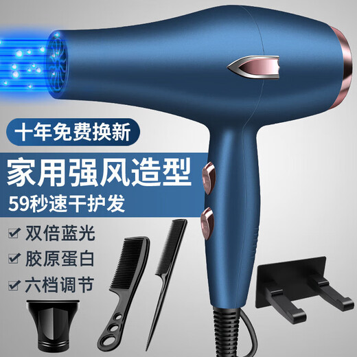 Philips (PHILIPS) same style German hair dryer for home use, hair salon, high power 2200w, barber shop negative ion hot and cold wind mute, German blue 18000 wind power, home use, free three plus shelves