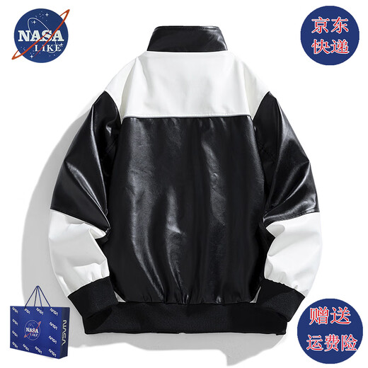 NASALIKE Official American Stand Collar Leather Jacket Men's Autumn and Winter Plush Warm Leather Jacket High Street Handsome Motorcycle Jacket Men's Jacket N66 Black M (158-165cm 90-115Jin Jin equals 0.5kg)