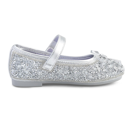 Saturday (St&Sat) Children's Shoes Girls Princess Shoes Spring New Girls Bow Sequin Single Shoes Performance Shoes Dancing Shoes Star Silver 29 Inner Length Approximately 19.1cm