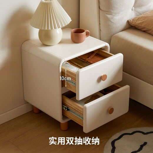 Genji Wood Language Specialized Massivholz-Nachttisch für Schlafzimmer, cremefarbener Nachttisch, Aufbewahrungsschrank, moderner, einfacher Aufbewahrungsschrank, weißer Schrank (Gummiholz), 0,4 Meter langer Nachttisch