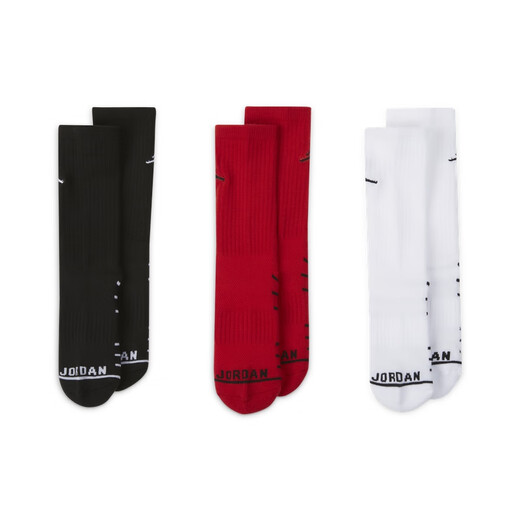 Nike (Nike) Jordan Officiel Nike Jordan Boys's Big Child's Mid Tube Sports Choques (3 paires) Support respirant et confortable FZ1797 687 Fitness Red One Size (Code américain 9-11)