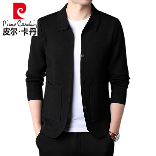 Pierre Cardin Herrenjacke verdickte Visiten-Strickjacke Long Sleeve Cardigan Jacke Herumn Casual Revers Männer Rice Grey Hyx-A020W 4xl 190 [geeignet für Gewicht 170-180 Jin [Jin gleich 0,5 kg]]