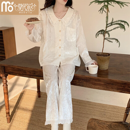 
Modal gold velvet pajamas for women for women for Autumn 2025 new long-sleeved trousers sweet princess style lace spring and autumn winter SMSD-9922 M (recommended 80-100Jin [Jin equals 0.5 kg])