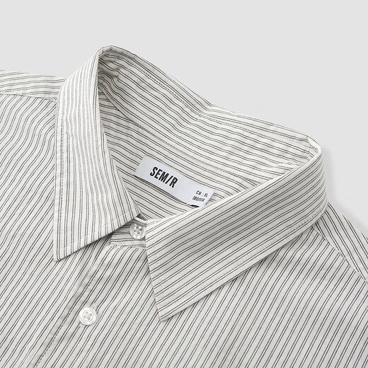 森马（Semir）短袖衬衫男复古条纹衬衣2025夏季外套肌理感109325104203