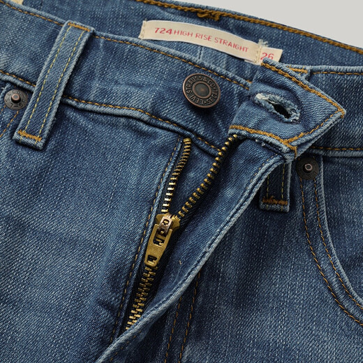 Levi's【商场同款】李维斯25夏新款女724高腰修身直筒牛仔裤18883 蓝色 29 (28)