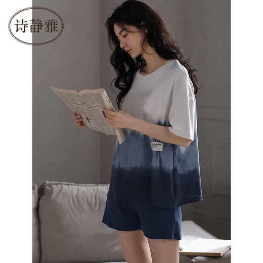 诗静雅（SHIJINGYA） 睡衣女夏季纯棉薄款短袖短裤家居服夏天时尚休闲可外穿套装 CXH 12210女短袖 2XL 女(推荐140-160斤)