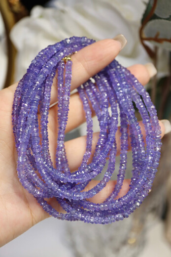 Fujiu 18k gold tanzanite necklace faceted natural gemstone necklace for women versatile spring and summer vitality girl purple 18k gold tanzanite faceted 42cm