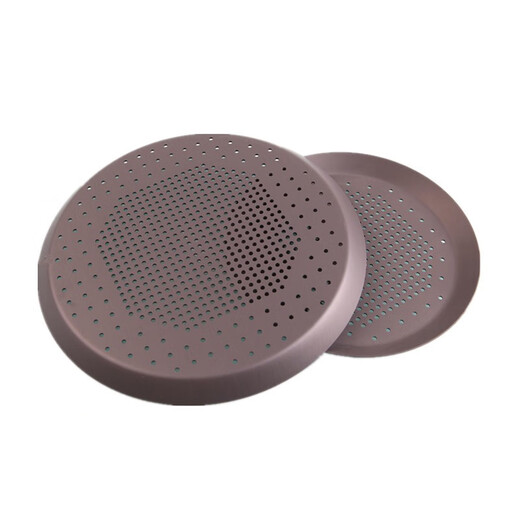 15-inch European-style pizza baking pan with hard film, non-stick punching pizza pan, aluminum alloy cheese heart oven with perforated baking tray, 9-inch hard film, not easy to scratch, diameter 25.5cm