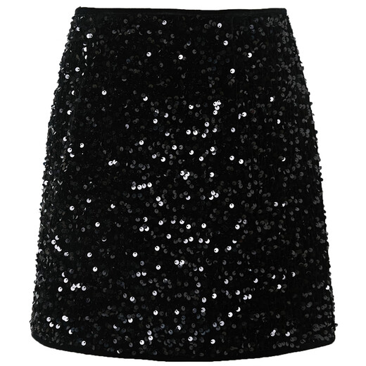 Sancai 2025 Spring New Retro High Waist Skirt Velvet Sequin Skirt Small A Skirt Slim Women