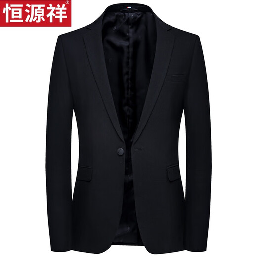 Hengyuanxiang black suit jacket men's Korean version slim single suit single button casual suit top single piece youth autumn and winter handsome 9825** style black single button back center slit 170/M 100-120Jin Jin equals 0.5 kg