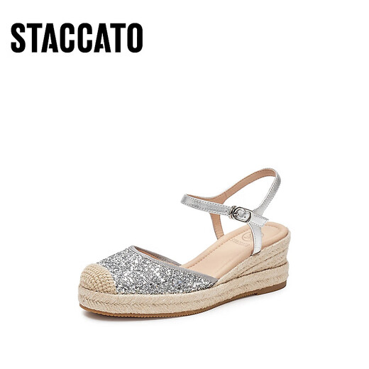 
STACCATO 2025 spring new barley shoes bag-toe sandals fisherman shoes thick-soled height-enhancing women's sandals EUQ08AH5 shining ginkgo 34