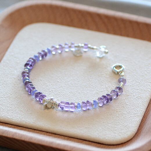 Senyong's 2025 new lavender ice-permeable natural amethyst tanzanite broken silver bracelet for women is exquisite and original, suitable for clean hands with a circumference of 13.5
