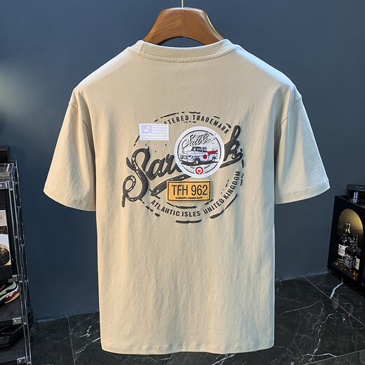 Camiseta de manga corta de carpintería para hombres Tendencia de altura de altura de verano de verano de verano