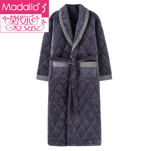 Modal Flanell Cotton Nighthots Herren Dreischicht verdickte und ausgedehnte große Pyjamas im Winter plus Samt warmes Bademantel 9925# L (170)