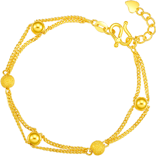 Saturday Fortune Gold Bracelet Women's Double Layer Ball Bead Bracelet Pure Gold 999 Price AA072322 Approximately 5.89g 16+2cm