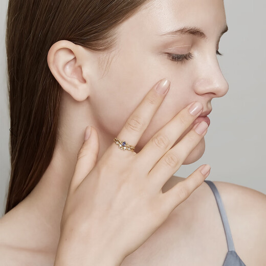 Pop nojess Japanese mini pocket ring natural opal citrine tanzanite versatile Japanese s925 sterling silver gold-plated natural citrine ring Hong Kong 10 = US 5