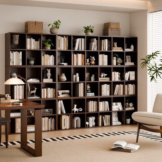 Jiayi solid wood bookshelf floor-standing bookcase short bookcase study room grid cabinet living room storage rack stackable storage cabinet storage cabinet
