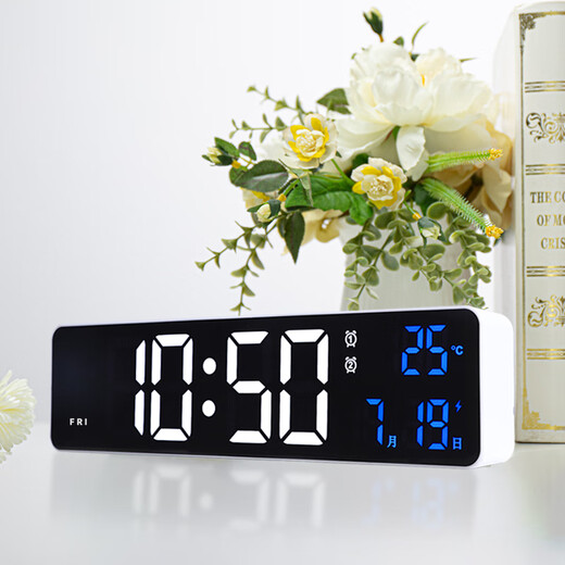 Hanse LED Electronic Clock Desktop Multi-Función Contador de alarma digital Roba de la pared Sound Control de sonido HA6625 White