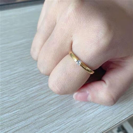 Canxian single diamond rose gold 18k non-fading moissanite ring female couple wedding washable ins trend light luxury single diamond - rose gold 676 No. 7
