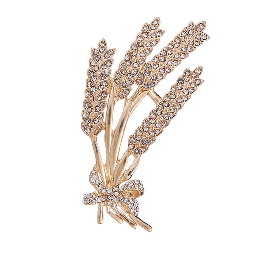 QUAMER Gold Store New Fashion Brooch Men's Trendy Girls Couple Suit Brooch Corsage Accessories Autumn and Winter Golden Wheat Ears 3036