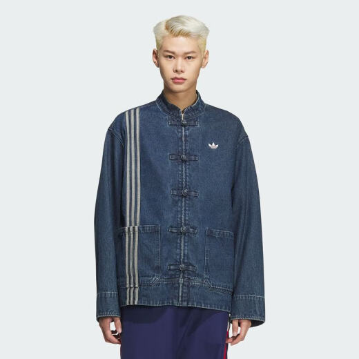 阿迪达斯 （adidas）男/女三叶草新年款新中式盘扣牛仔夹克外套JZ9928 图色 均码 xxs