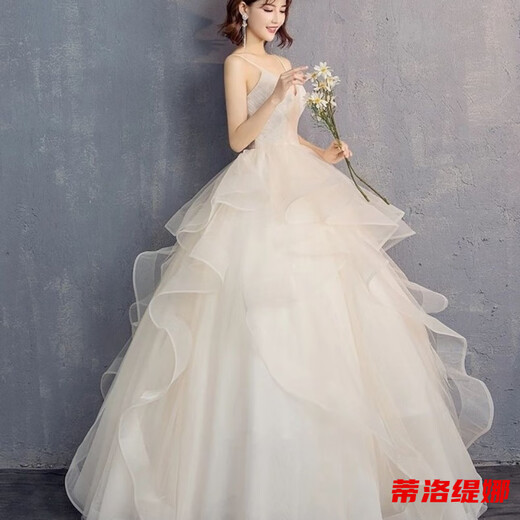 Tilotina main wedding dress for women new bride wedding floor-length strapless V-neck tutu skirt slim and long tail white floor-length wedding dress M 165