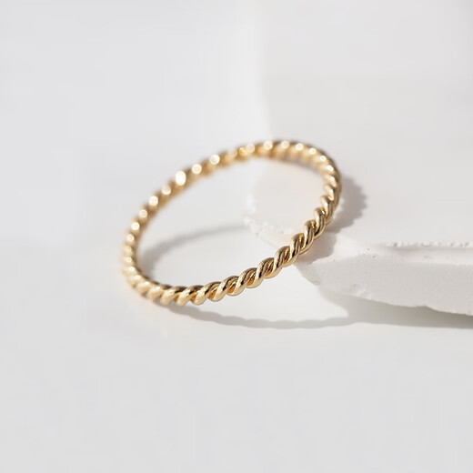 Kechu imported from France thick copper plated 18K gold simple basic plain twist thin ring stacked with two threads wrapped around the ring Size recommendations**
