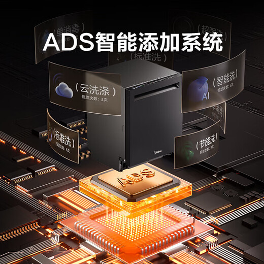 Midea 16 sets of built-in dishwashers, hot air drying, five-arm hurricane washers, dual-drive frequency conversion disinfection, first-level water efficiency, 17 sets of GX1000Max exclusive version