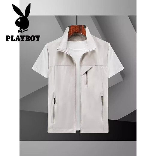 
Playboy 2025 men's thin casual vest spring and autumn breathable horse clip jacket men's quick-drying vest summer knee dark blue XL height (170-175) weight 125-140Jin [Jin equals 0.5 kg]