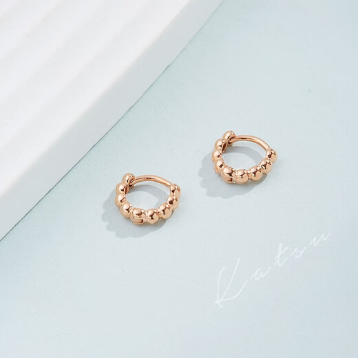 Tanhai 18K Rose Gold Ear Bone Ring K Gold Earrings Earrings Mini Small Earrings Smooth Roller Ball Fashion 18K Rose Gold Single 6MM