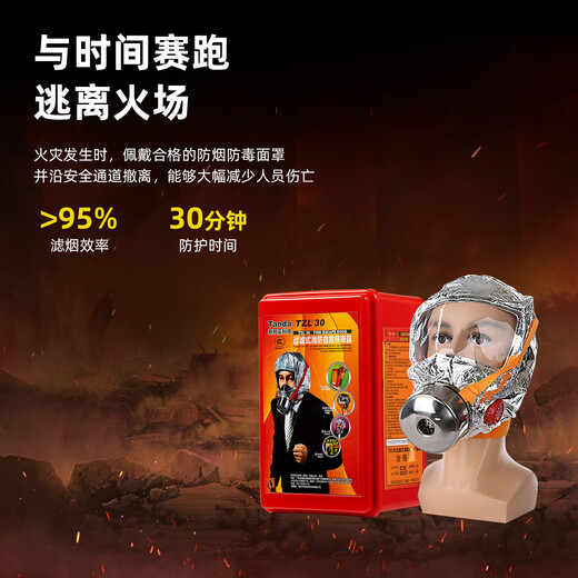 Tanda Taihe'an Hotel Hospital special anti-virus and anti-smoke mask household fire escape self-rescue breathing mask 3C certification enhanced version double escape package (luxury upgraded version)