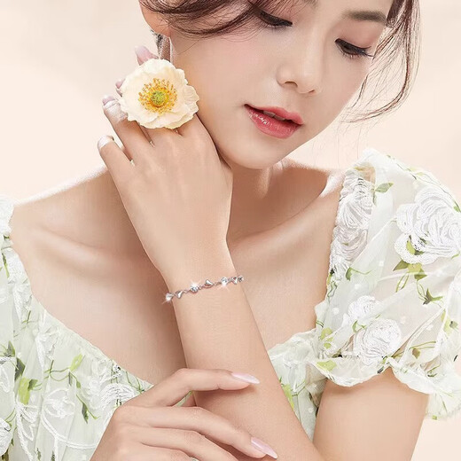 RHM Eternal Heart Platinum Bracelet for Women Moissanite Diamond PT950 Platinum Bracelet Birthday and Valentine's Day Gift for Girlfriend Eternal Heart Platinum Bracelet + Certificate + Gift Box