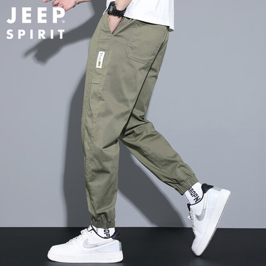 JEEP SPIRIT吉普裤子男春夏季男士休闲裤男裤薄款束脚工装九分裤潮流运动裤
