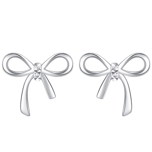 Gold Supreme PT950 Platinum Earrings Sparkling Bow Women's Versatile Platinum Earrings Birthday Gift Price 1.31g