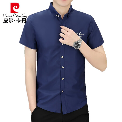 Camisa de manga corta de los hombres Pierre Cardin Camisa de negocios de jóvenes casuales de moda de moda