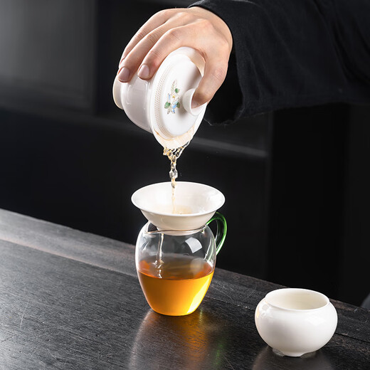 Fat Donglai's same style ceramic tea leakage tea filter mutton fat jade white porcelain tea filter mesh tea brewing fair cup integrated tea filter mutton fat jade porcelain filter 400 holes single mesh