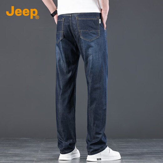 吉普（JEEP）【天丝薄款】高端牛仔裤男士2025夏季休闲宽松商务冰丝直筒裤子男