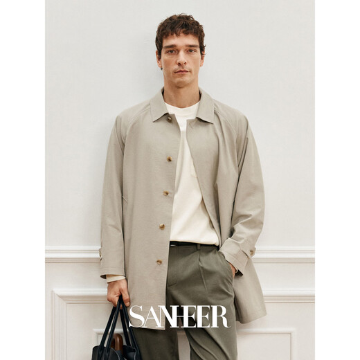 SANHEER British commuter windproof, waterproof and anti-wrinkle fabric spring high-end raglan sleeve windbreaker jacket DAF213 Khaki M /48