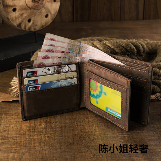 GPHF Japanische Originaldesign Top-Layer Cowhide Herren Short Wallet Retro Herren echte Leder Horizontale Mehrkarten-Brieftasche Dunkelbraun Dunkelbraun importierten oberen Schicht Cowhide