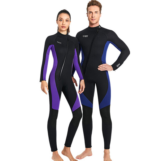 DIVE&SAIL long-sleeved one-piece wetsuit 3MM wet suit for men and women, couple surfing suit, warm and cold-proof snorkeling winter swimsuit, wet suit, men's black M