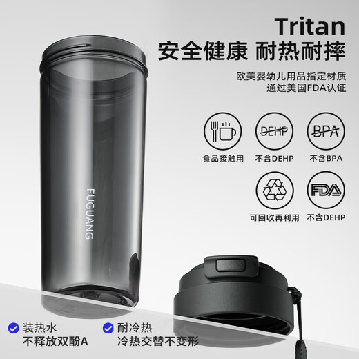 Fuguang large capacity tritan plastic portable tea cup for men and women student sports outdoor summer 680ml
