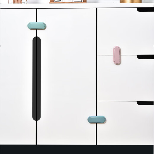 
Drawer buckle prevent baby cabinet fixing snap kid safety lock refrigerator door cabinet door lock door opening drawer lock gray [8 short locks] double switch