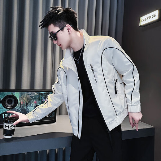 Jason's high-end thickened jacket men's spring, autumn and winter trendy brand handsome plus velvet jacket men's casual top 2025 new A343-JK204 orange (regular style) XL (125-145Jin Jin equals 0.5 kg)