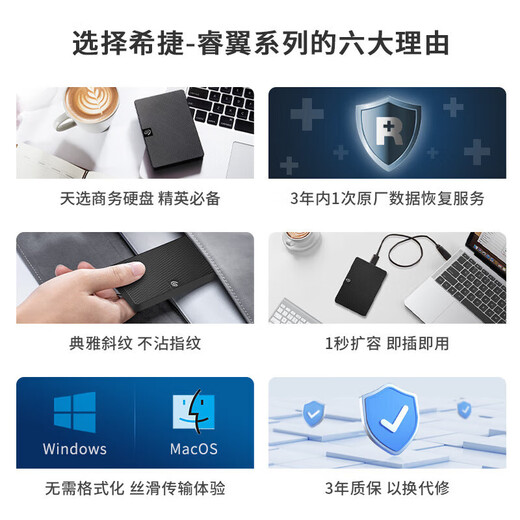 Seagate Mobile Hard Drive USB3.0 2.5-inch Mechanical Hard Drive Compatible with Mac New Ruiyi Series Original Data Recovery Dark Night Black 4TB