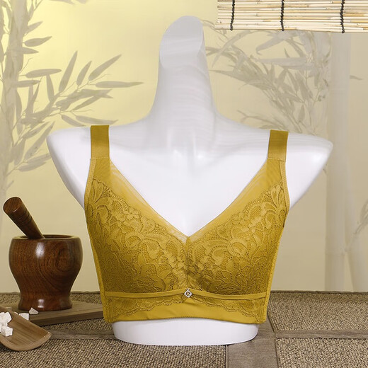 爱戴爱戴D6629小胸聚拢显大收副乳防下垂软钢圈上薄下厚美背无痕文胸 缃叶黄 70A