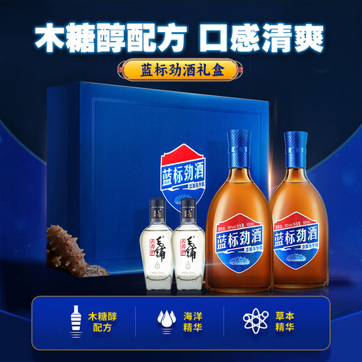 劲牌 蓝标劲酒 36度 500ml*2+尊享毛铺小酒100ml*2 精致礼盒 自饮送礼