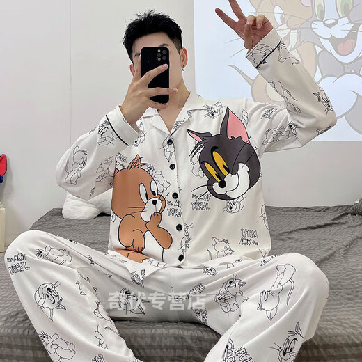 Wei Jie pajamas for boys and boys in 2025 spring and autumn new long-sleeved animation for men, large-size teenagers can wear outside [9923] L 4L [Suggested 195-218 Jin [Jin equals 0.5 kg]]