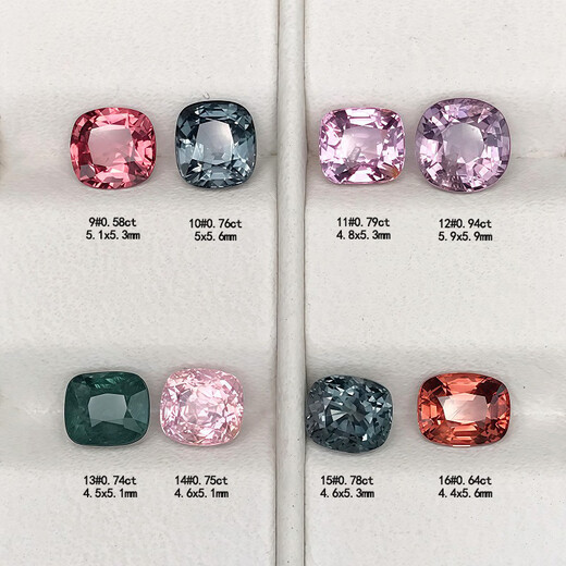 Blue and peaceful Myanmar Mogok colored round square cushion-shaped spinel ring face loose stone customized 18K gold and silver ring pendant style 6 0.85 carats 24#