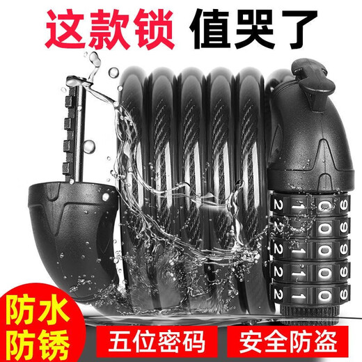 自行车锁山地车电动车锁电瓶摩托车密码锁便携式防盗门锁加粗车锁 四位密码锁-40cm-无锁架
